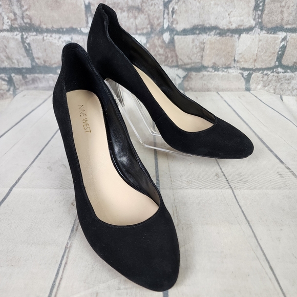 Nine West Journa Closed Toe Suede Classic Pump Heel Black Size 8 1/2 - Picture 3 of 12
